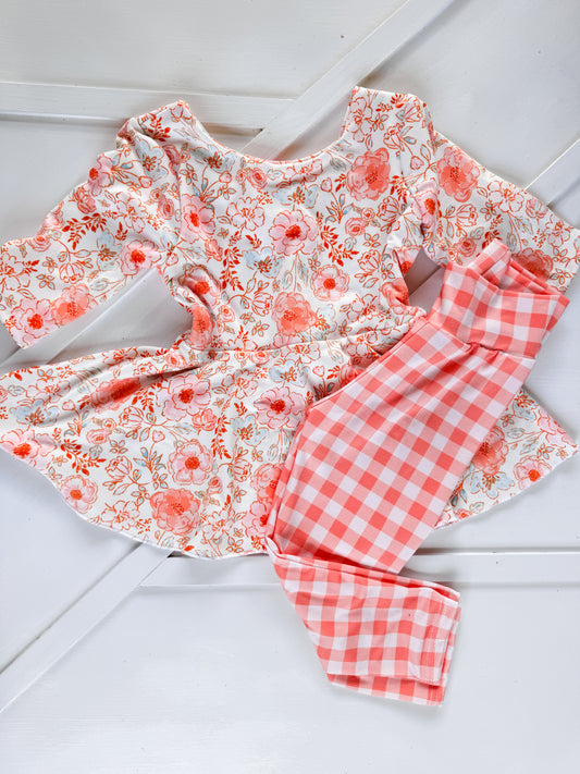 2T PEPLUM AND LEGGINGS SET PEACHY|RTS