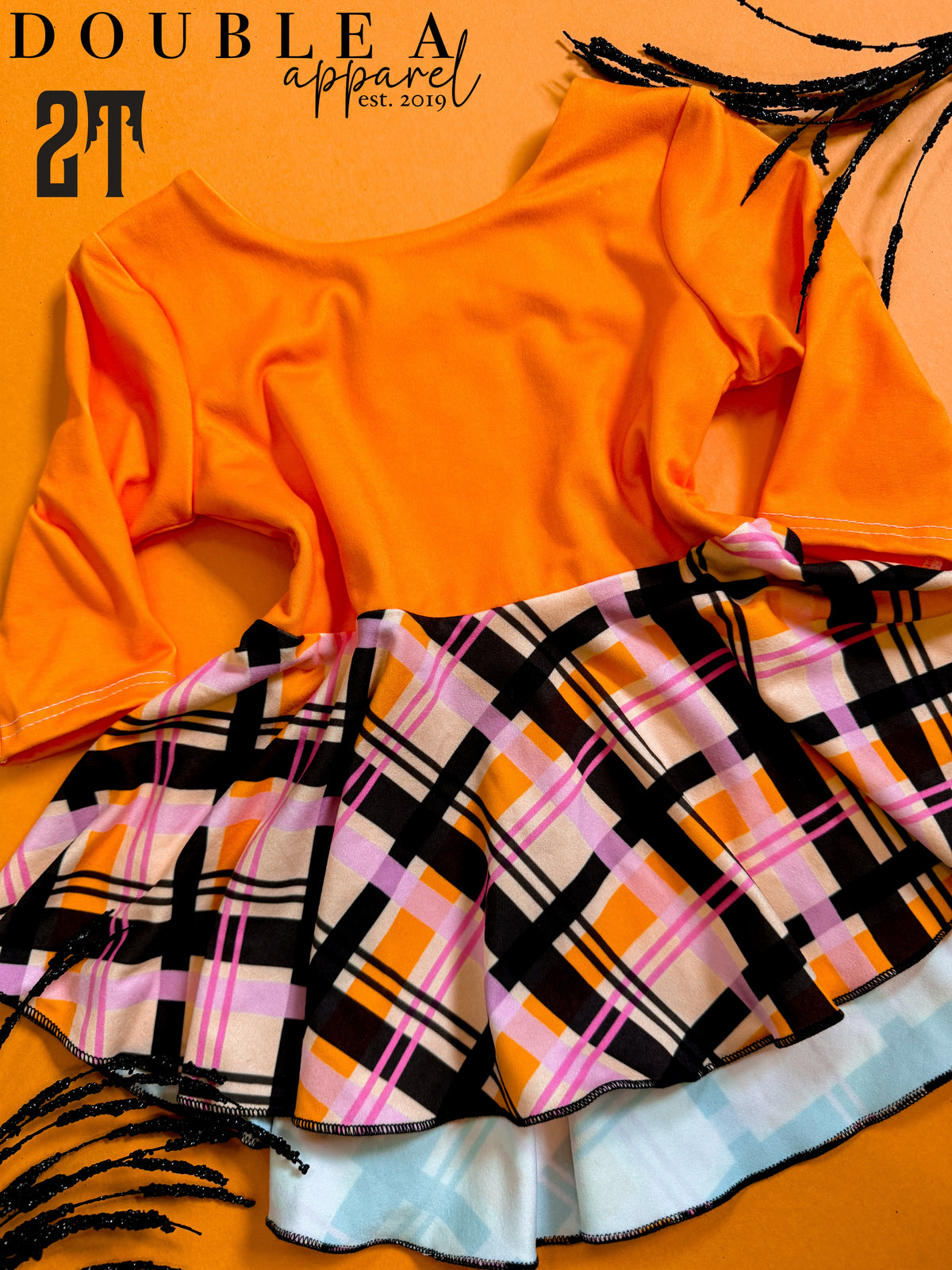 2T Halloween Plaid Peplum