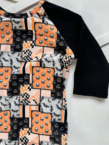 5T BASEBALL TEE PATCHWORK HALLOWEEN| RTS