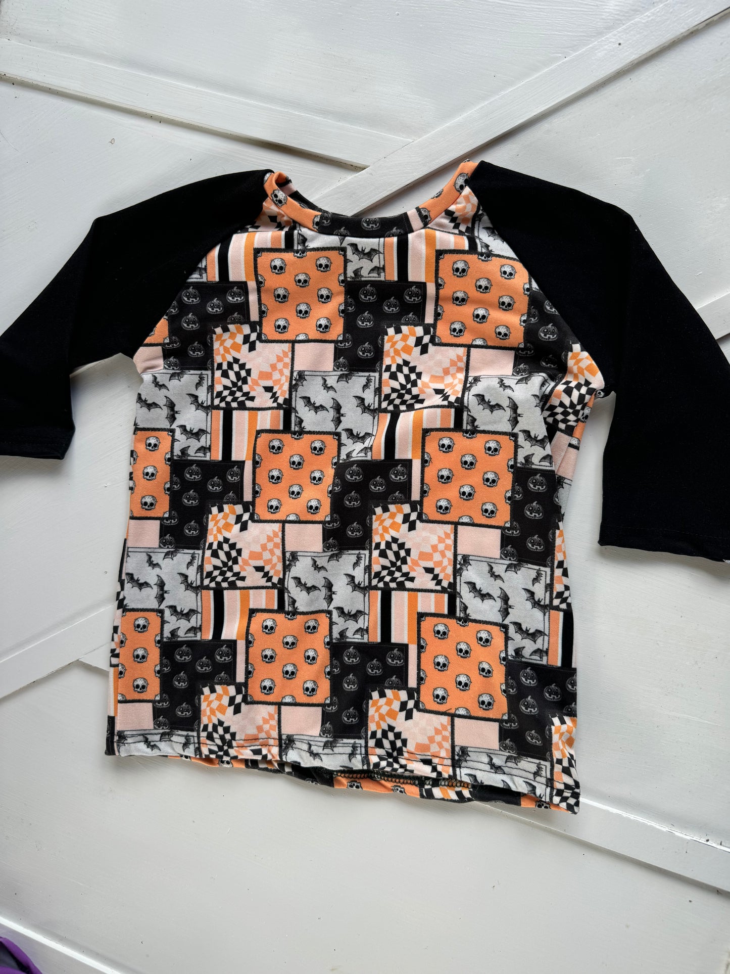 5T BASEBALL TEE PATCHWORK HALLOWEEN| RTS