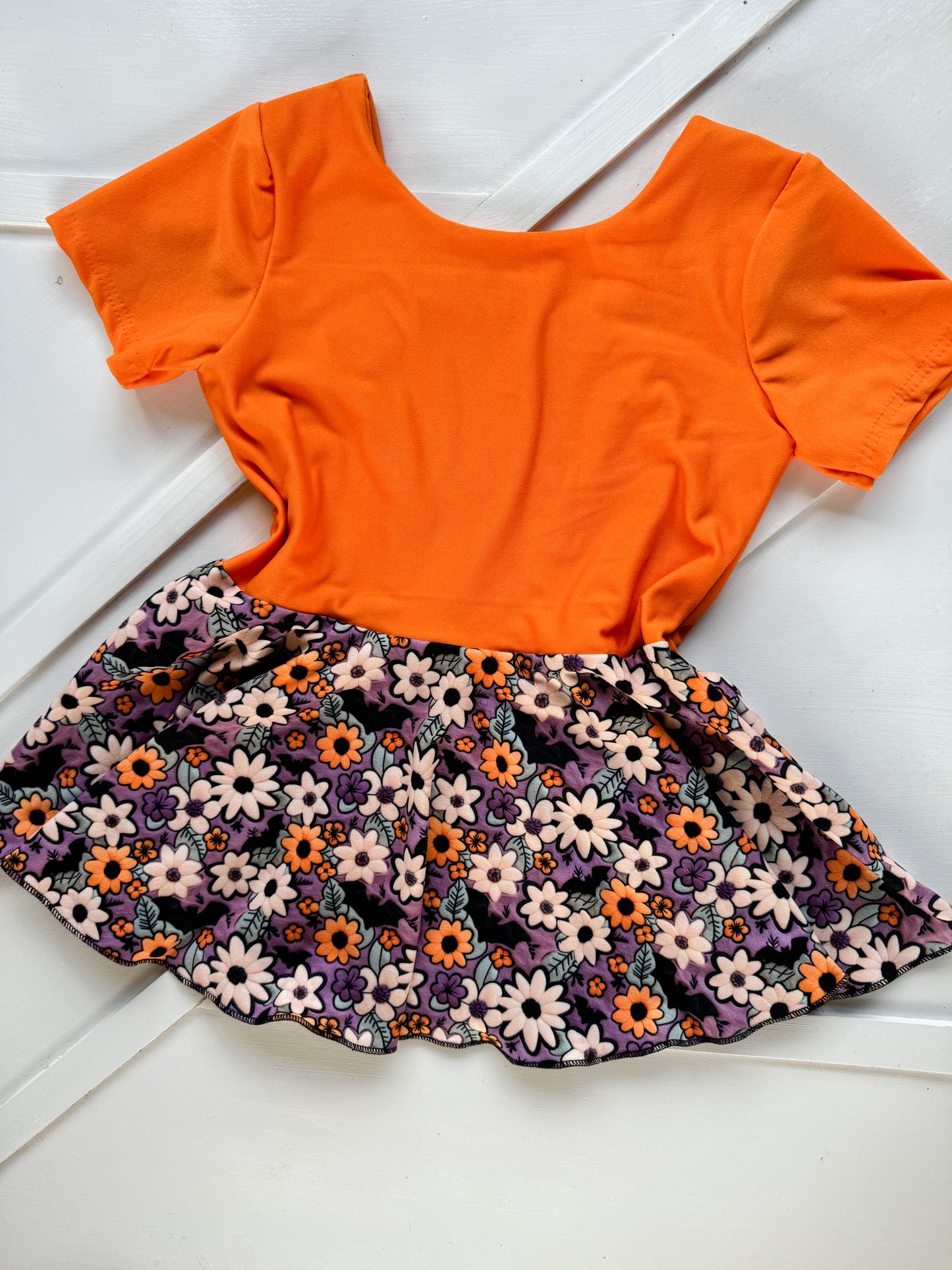 5T PEPLUM PURPLE BATTY ORANGE TOP| RTS